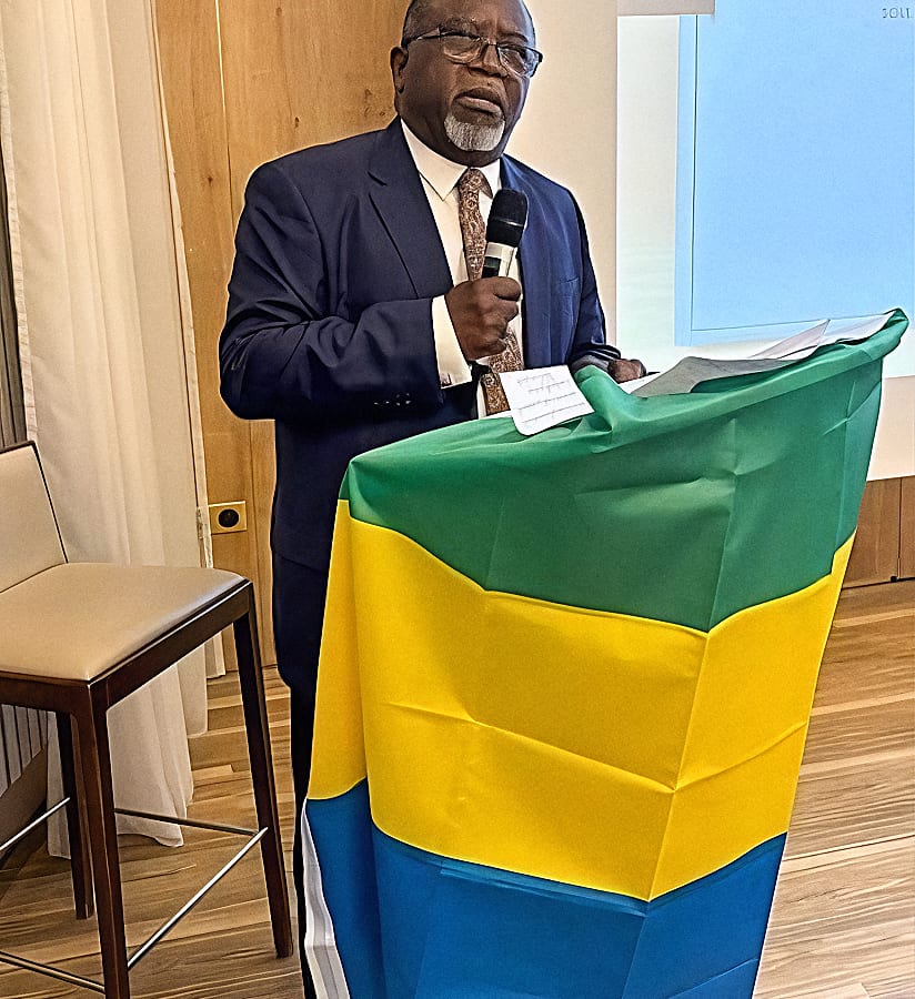 Drapeaux du Gabon et de la France flottant côte à côte
