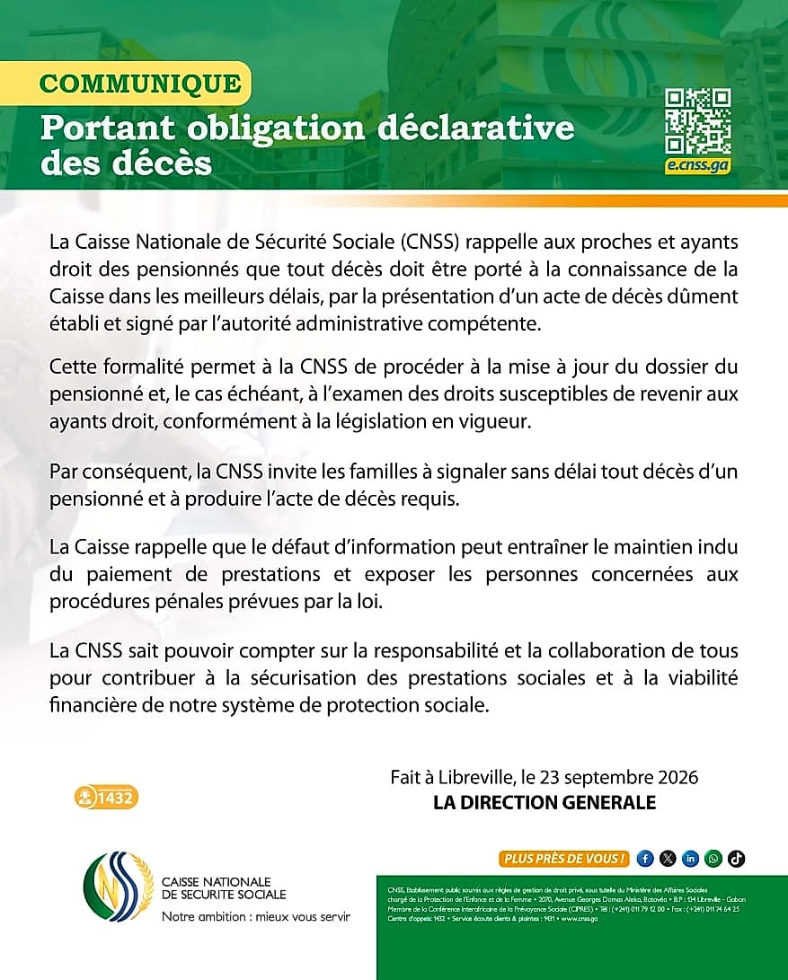 Logo ou façade de la Caisse nationale de sécurité sociale au Gabon