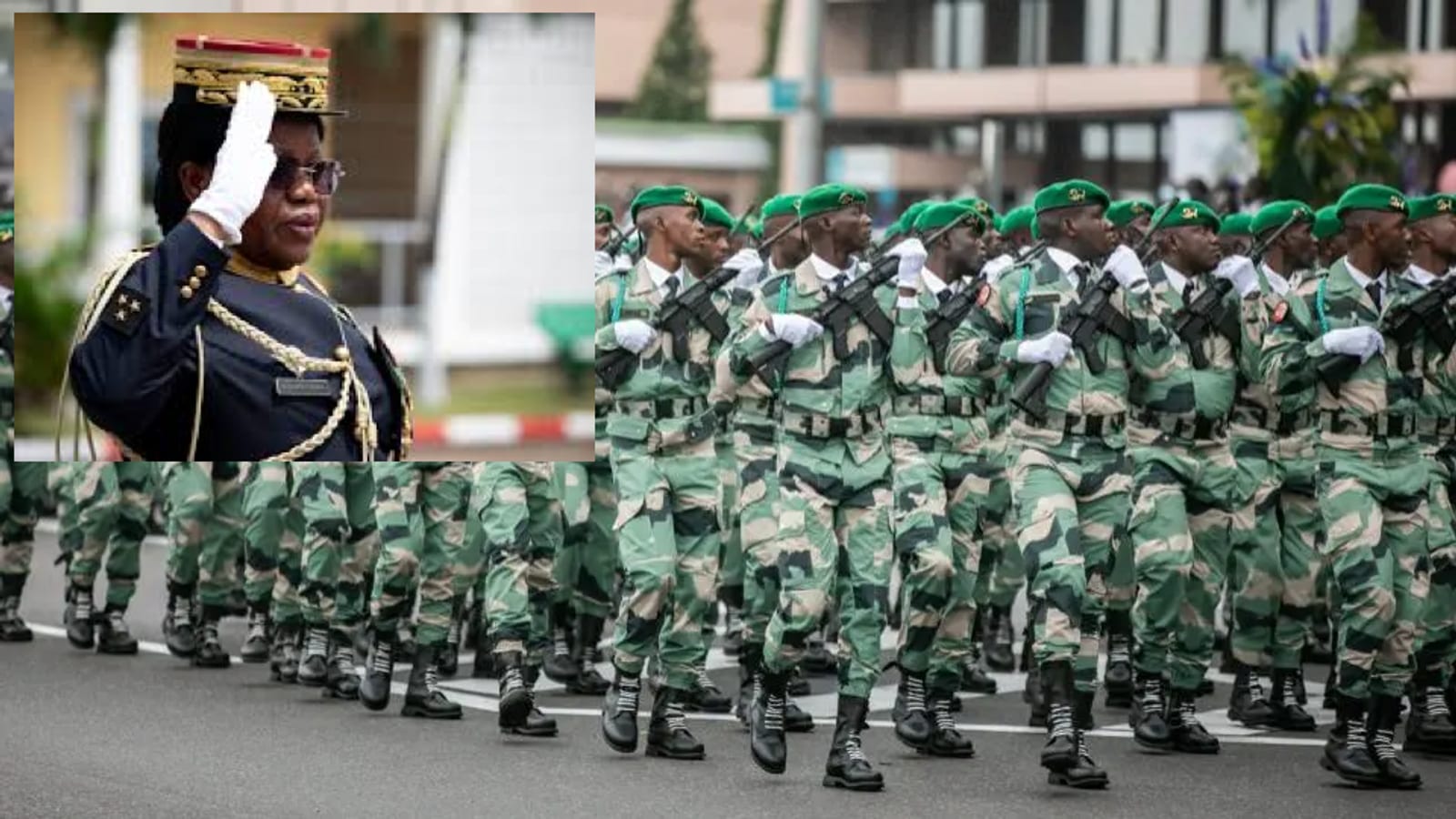 Militaires gabonais en tenue lors d'une cérémonie officielle