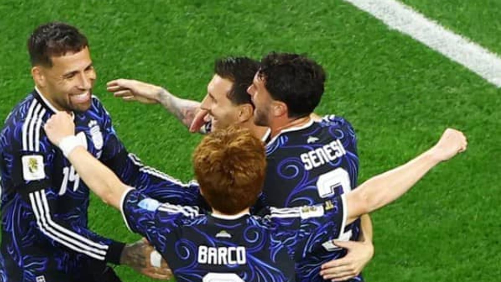 Joueurs de la sélection argentine de football célébrant une victoire en demi-finale