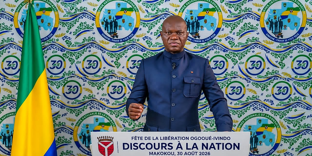Le président Brice Clotaire Oligui Nguema lors de l'inauguration du bâtiment administratif de Makokou.