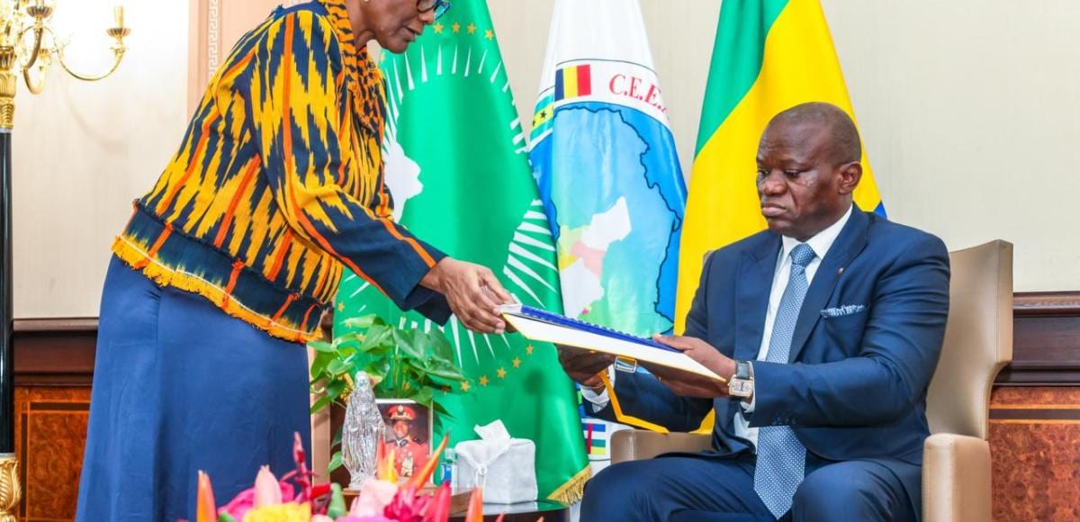 Remise officielle de documents lors d'une audience présidentielle