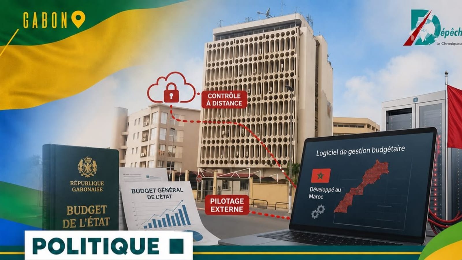 Illustration d'une interface logicielle de gestion budgétaire sur fond de symboles financiers