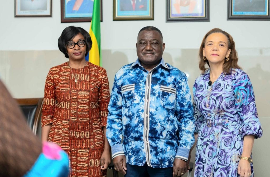 Cérémonie officielle d'installation dans une salle institutionnelle au Gabon