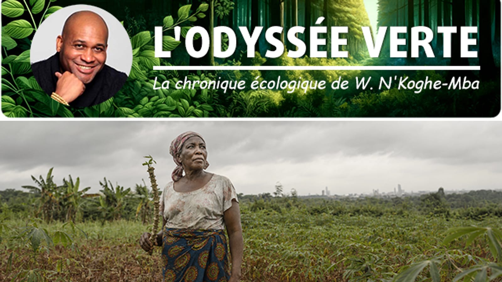 Agricultrice travaillant une parcelle de manioc au Gabon