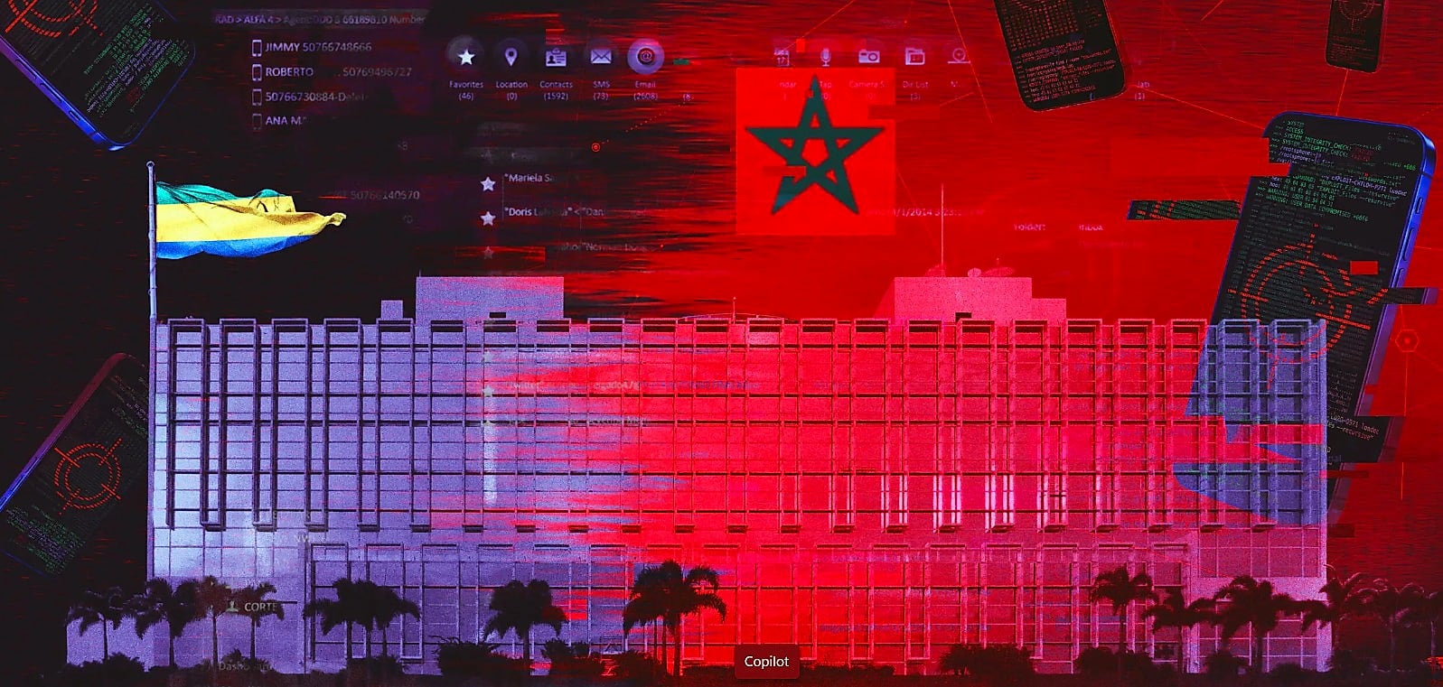 Smartphone stylisé évoquant une surveillance numérique