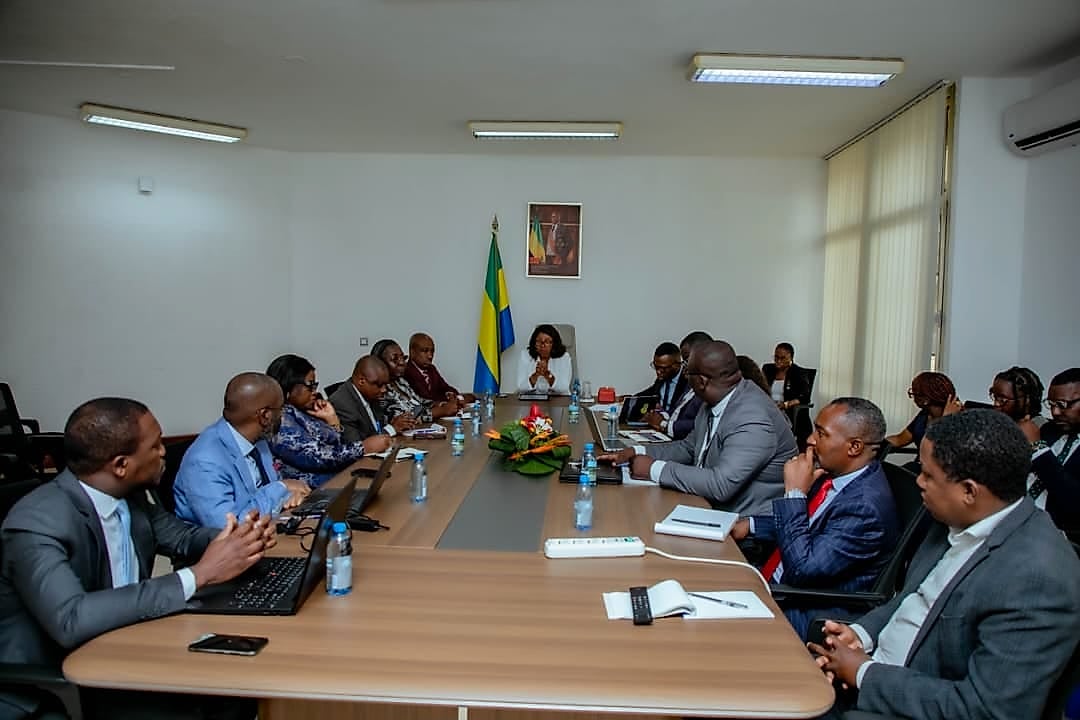 Agent public gabonais consultant une plateforme numérique de gestion des ressources humaines.