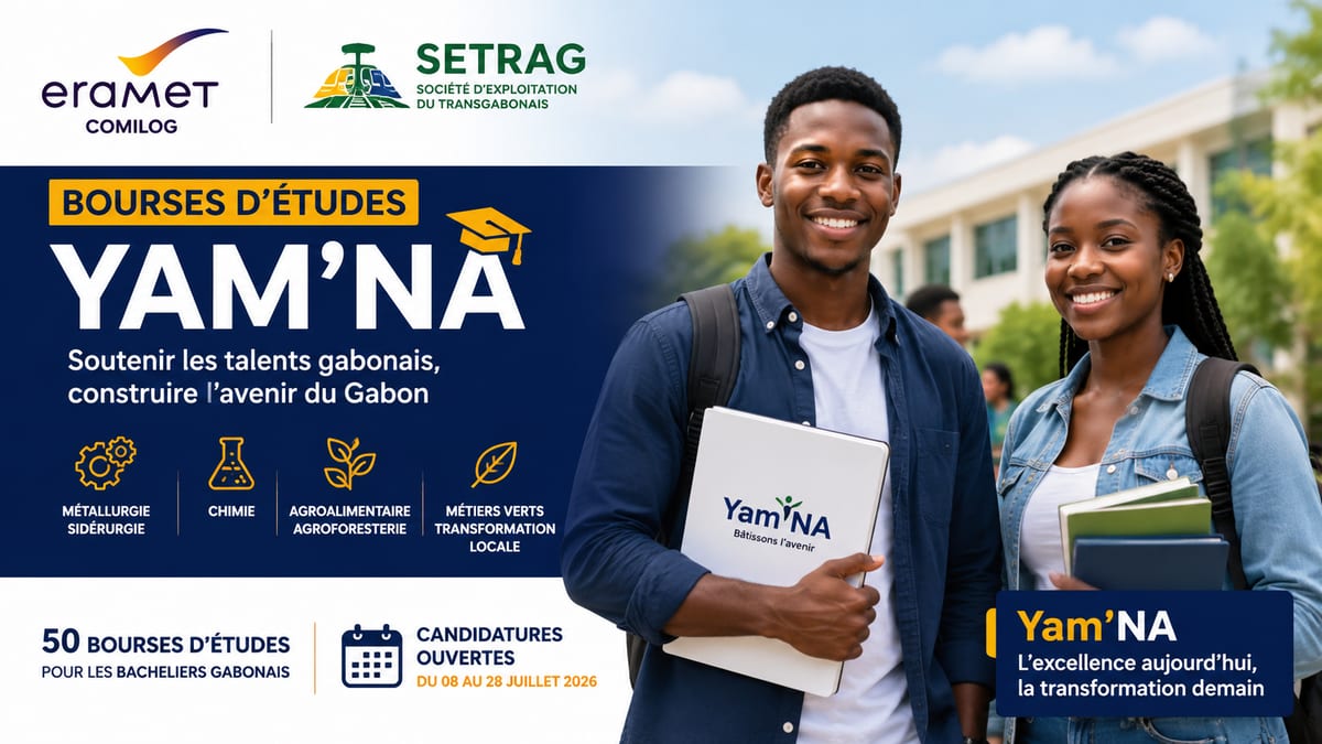 Des jeunes étudiants gabonais tenant des documents