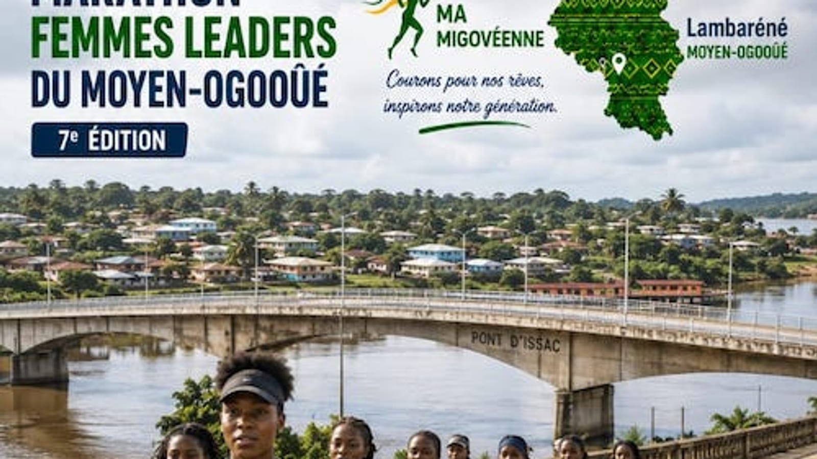 Femmes coureuses rassemblées avant le départ d'un mini-marathon à Lambaréné