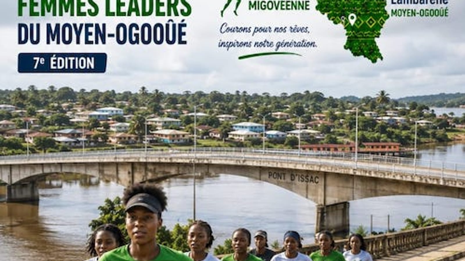 Femmes rassemblées avant le départ d'une course de rue à Lambaréné