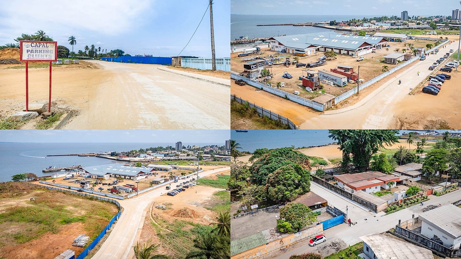 Route goudronnée menant au centre de pêche artisanale de Lalala à Libreville