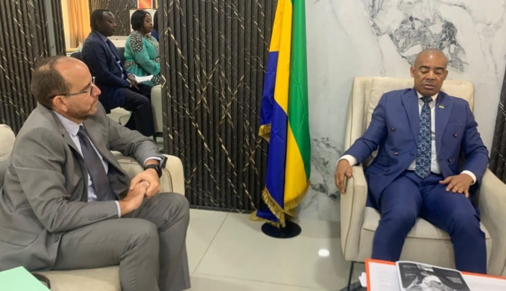 Rencontre entre un ministre gabonais et un ambassadeur cubain dans un bureau officiel