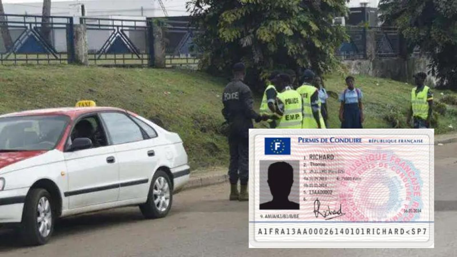 Permis de conduire français posé sur un bureau administratif au Gabon