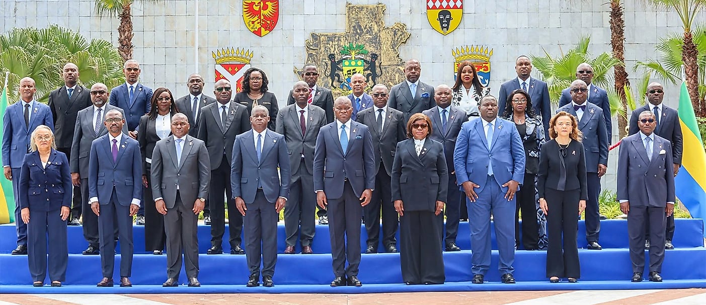 Cérémonie de prestation de serment des nouveaux ministres au Palais de la Présidence à Libreville.