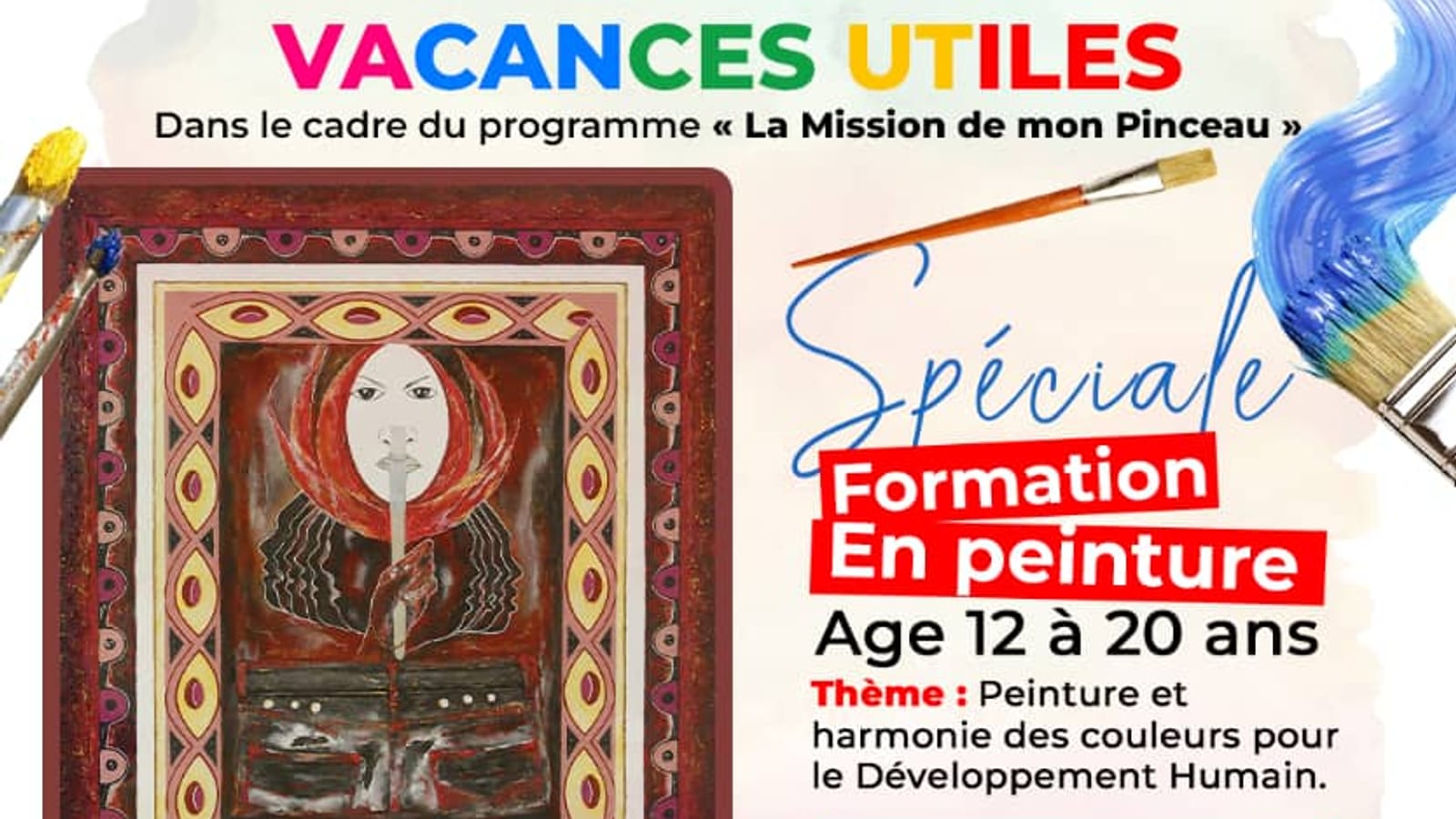 Groupe de jeunes participant à un atelier de peinture en extérieur