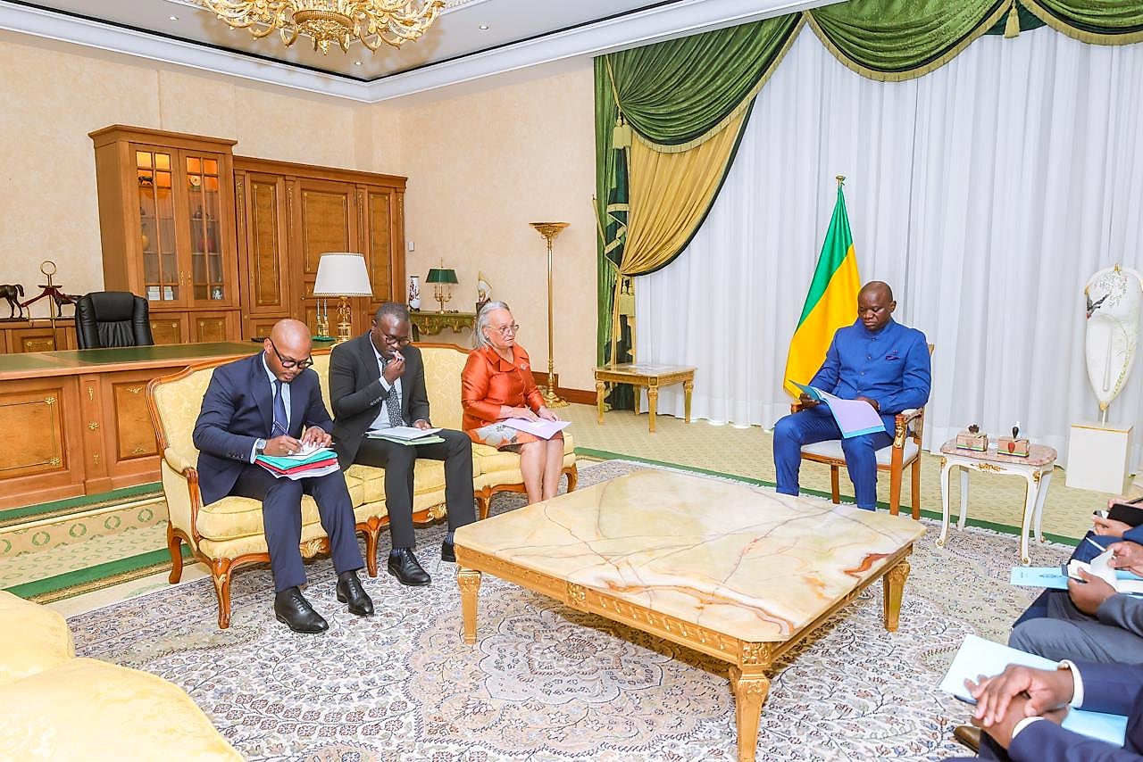 Le président Brice Clotaire Oligui Nguema lors de l'audience accordée à la ministre du Travail.