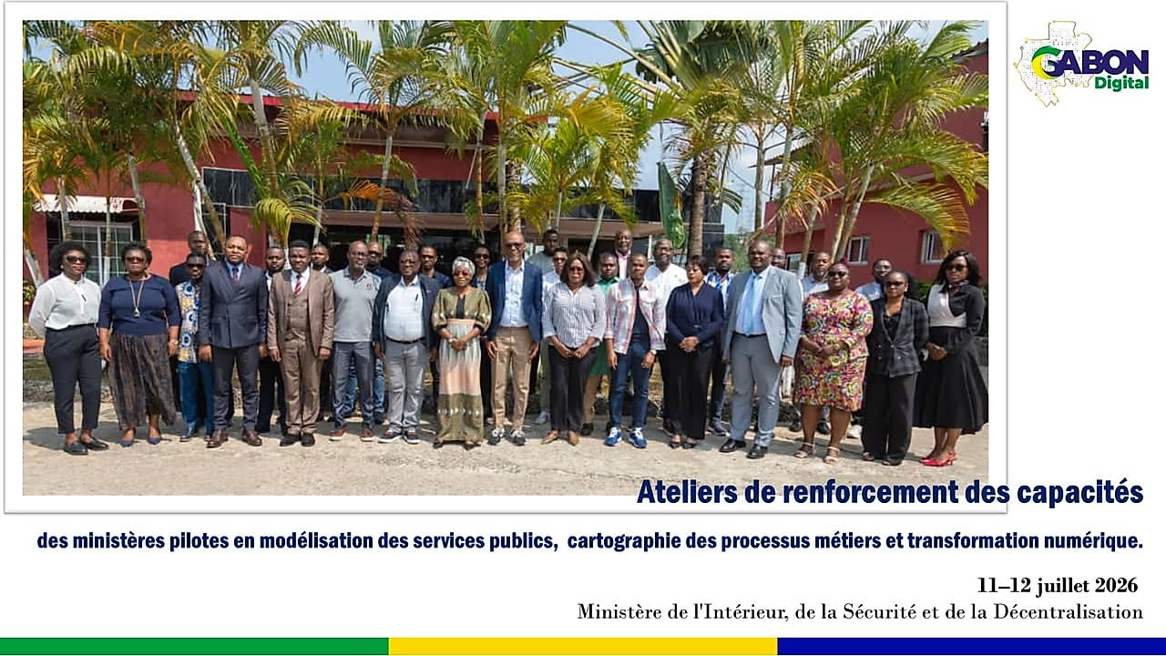 Illustration d'un portail administratif en ligne symbolisant la numérisation des services publics gabonais