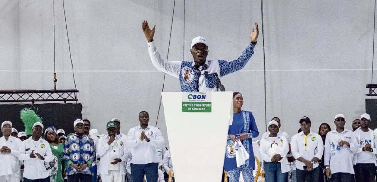 Illustration symbolique d'un rassemblement politique au Gabon, en lien avec l'anniversaire d'un parti