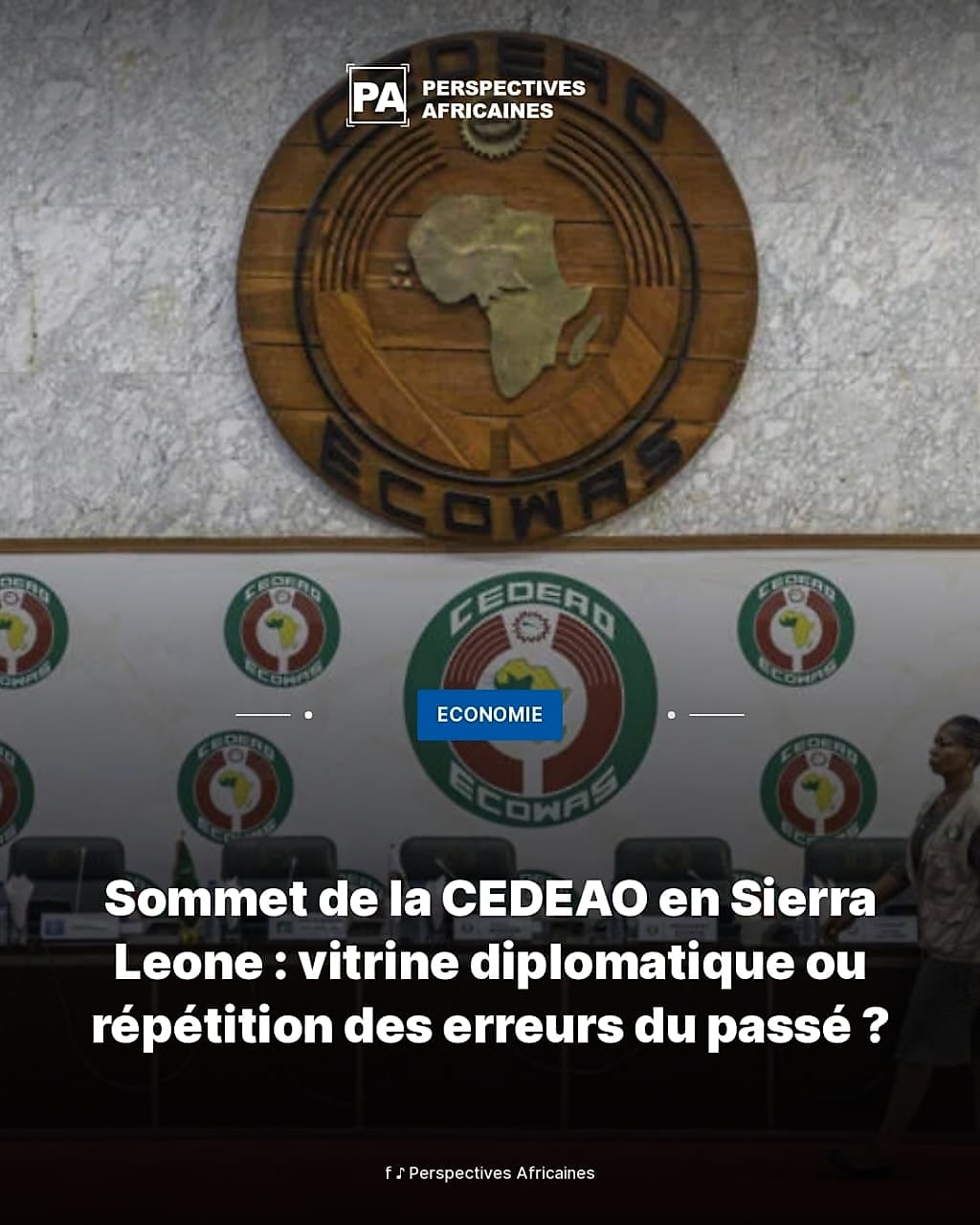 Drapeaux de pays membres de la CEDEAO devant un édifice officiel