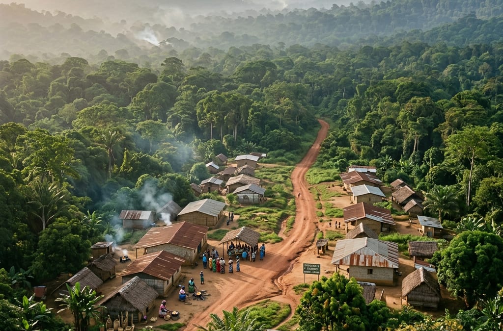 Un ancien parle à un groupe de jeunes assis autour de lui sous un grand arbre, scène de tradition orale africaine