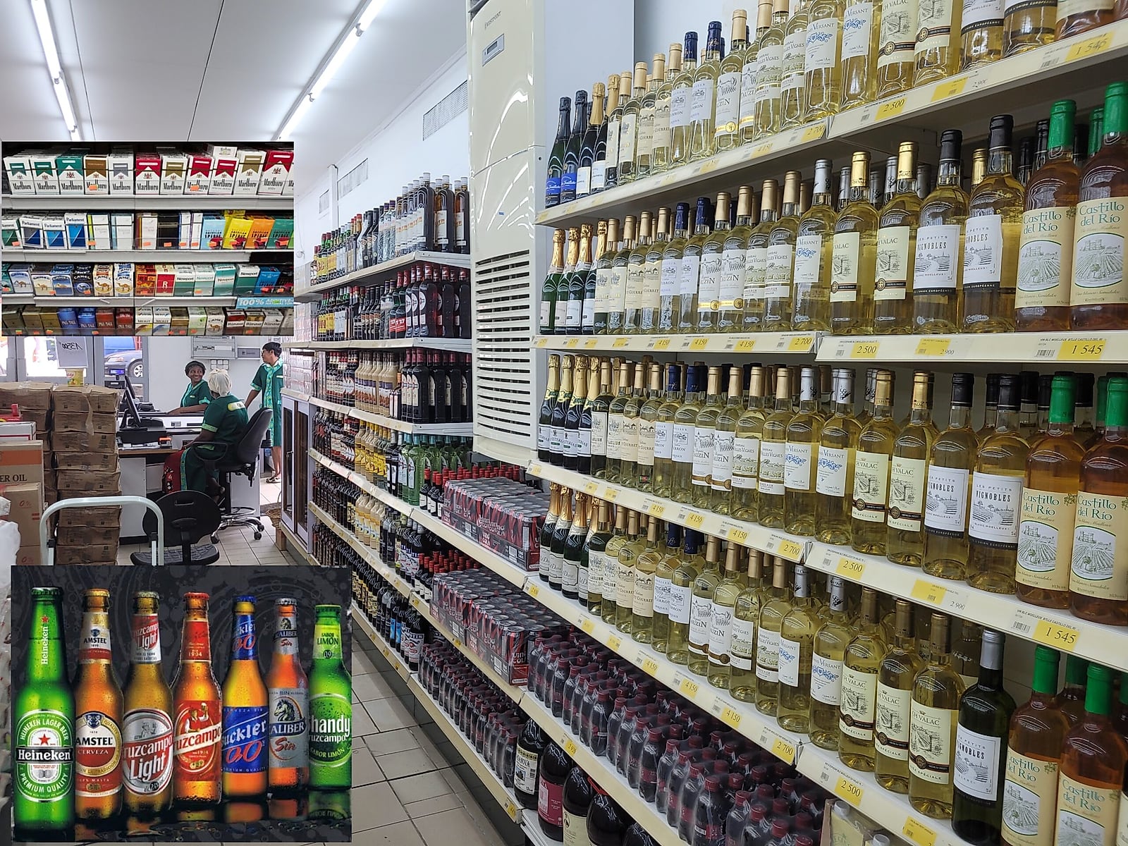 Rayon de boissons alcoolisées dans un magasin au Gabon