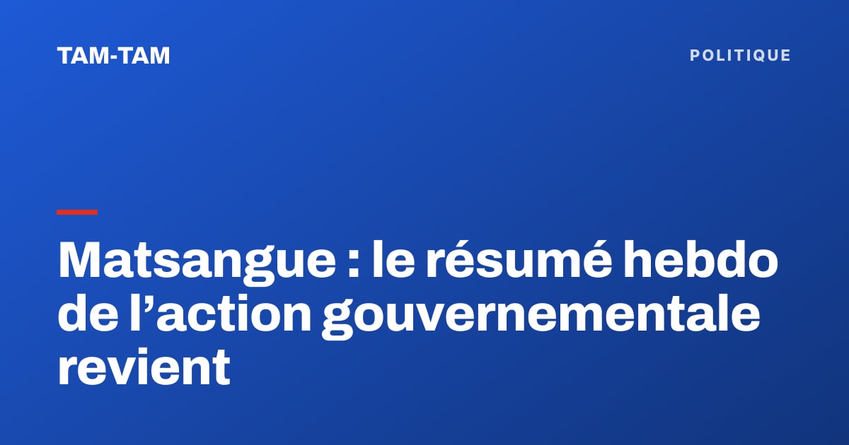 Studio de télévision avec présentateur devant un écran affichant le logo Matsangue